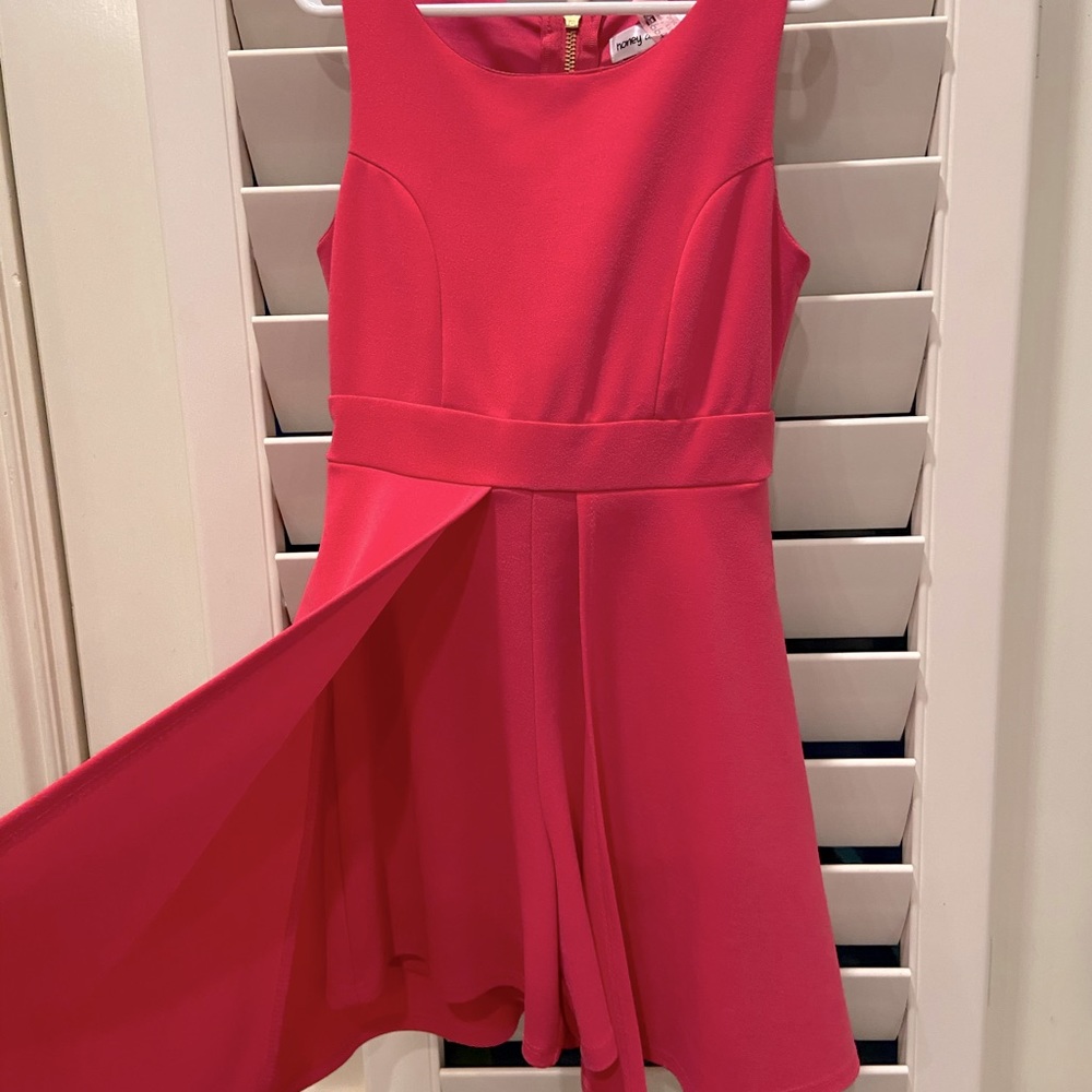 Hot pink “dress”.  Actually shorts with over skirt